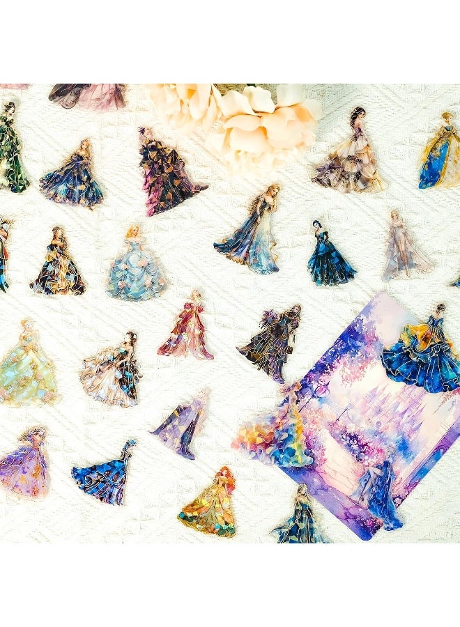 30 PCS Transparent Holographic Foil Princess Stickers – Fantasy Fairytale Royal Gown Glittering Stickers for Scrapbooking, Journaling, Planners, Art Projects - Image 5